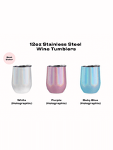 12oz Violet Wine Tumbler W/ Straw