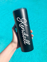 20oz Skinny Black Tumbler W/ Straw