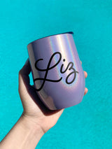 12oz Violet Wine Tumbler W/ Straw